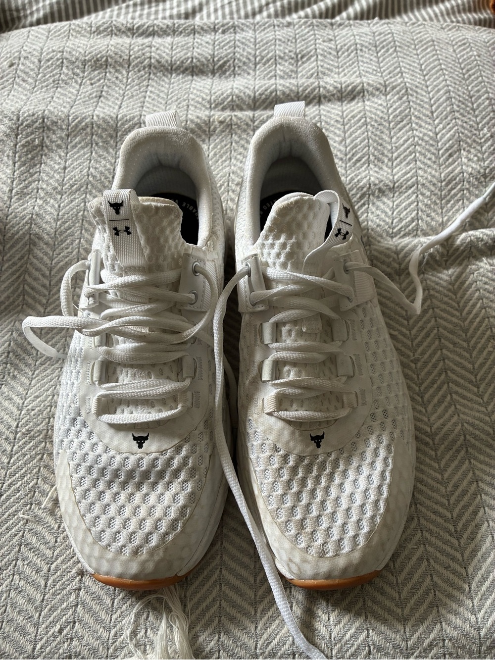 The Rock x Under Armour Women’s White Knit Training Shoes
